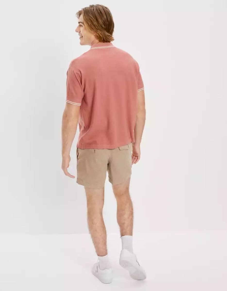 Polos American Eagle AE Corta-Sleeve Pull Rose Homme | NGW-23435545